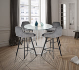 Viviene Velvet / Engineered Wood / Metal / Foam Contemporary Grey Velvet Stool - 19" W x 18.5" D x 34" H