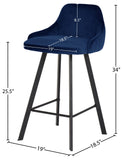 Viviene Velvet / Engineered Wood / Metal / Foam Contemporary Navy Velvet Stool - 19" W x 18.5" D x 34" H