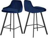 Viviene Velvet / Engineered Wood / Metal / Foam Contemporary Navy Velvet Stool - 19" W x 18.5" D x 34" H