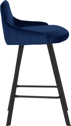 Viviene Velvet / Engineered Wood / Metal / Foam Contemporary Navy Velvet Stool - 19" W x 18.5" D x 34" H