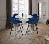 Viviene Velvet / Engineered Wood / Metal / Foam Contemporary Navy Velvet Stool - 19" W x 18.5" D x 34" H