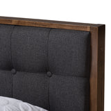 Baxton Studio Jupiter Mid-Century Modern Grey Fabric Upholstered Button-Tufted Queen Size Platform Bed