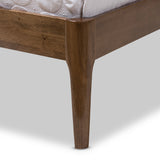 Baxton Studio Jupiter Mid-Century Modern Grey Fabric Upholstered Button-Tufted Queen Size Platform Bed