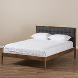 Baxton Studio Jupiter Mid-Century Modern Grey Fabric Upholstered Button-Tufted King Size Platform Bed