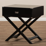 Baxton Studio Curtice Modern And Contemporary Black 1-Drawer Wooden Bedside Table