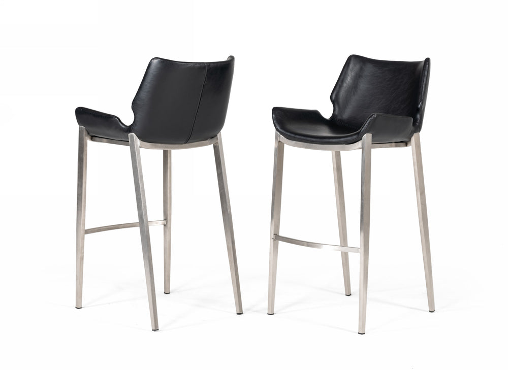 VIG Furniture Modrest Dave - Modern Black Eco-Leather Bar Stool (Set of 2) VGHR5368-B