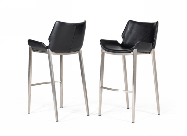 VIG Furniture Modrest Dave - Modern Black Eco-Leather Bar Stool (Set of 2) VGHR5368-B