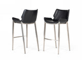 Modrest Dave - Modern Black Eco-Leather Bar Stool (Set of 2)