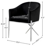 Xavier Velvet / Engineered Wood / Steel / Foam Contemporary Black Velvet Dining Chair - 25.5" W x 24.5" D x 31.5" H