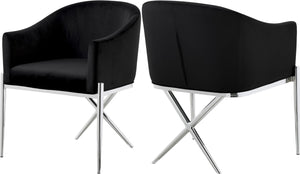 Xavier Velvet / Engineered Wood / Steel / Foam Contemporary Black Velvet Dining Chair - 25.5" W x 24.5" D x 31.5" H