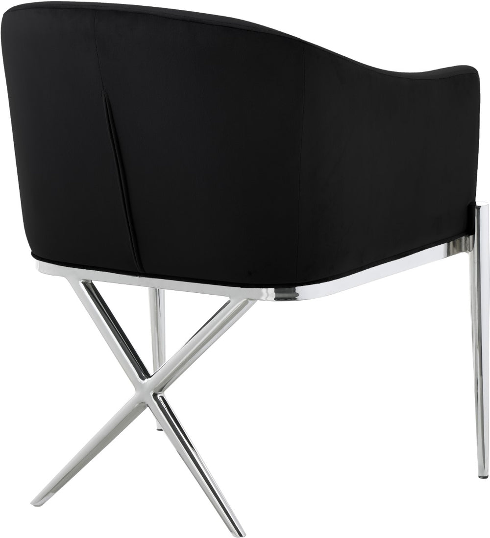 Xavier Velvet / Engineered Wood / Steel / Foam Contemporary Black Velvet Dining Chair - 25.5" W x 24.5" D x 31.5" H