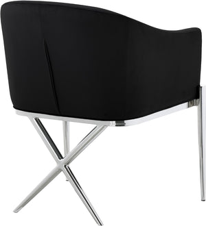 Xavier Velvet / Engineered Wood / Steel / Foam Contemporary Black Velvet Dining Chair - 25.5" W x 24.5" D x 31.5" H