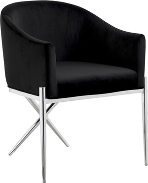 Xavier Velvet / Engineered Wood / Steel / Foam Contemporary Black Velvet Dining Chair - 25.5" W x 24.5" D x 31.5" H