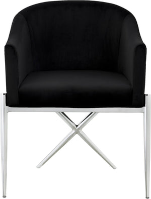 Xavier Velvet / Engineered Wood / Steel / Foam Contemporary Black Velvet Dining Chair - 25.5" W x 24.5" D x 31.5" H