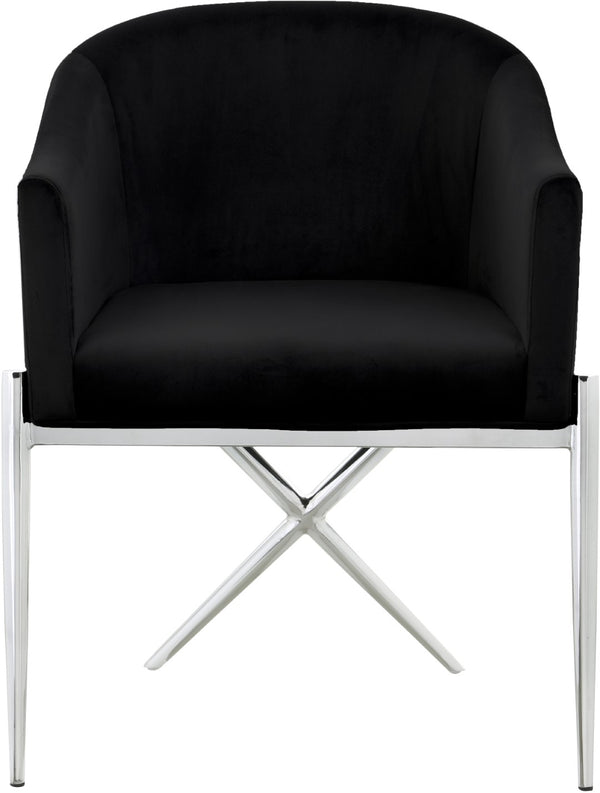 Xavier Velvet / Engineered Wood / Steel / Foam Contemporary Black Velvet Dining Chair - 25.5" W x 24.5" D x 31.5" H