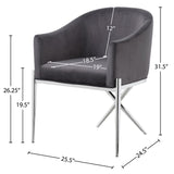 Xavier Velvet / Engineered Wood / Steel / Foam Contemporary Grey Velvet Dining Chair - 25.5" W x 24.5" D x 31.5" H