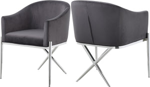 Xavier Velvet / Engineered Wood / Steel / Foam Contemporary Grey Velvet Dining Chair - 25.5" W x 24.5" D x 31.5" H
