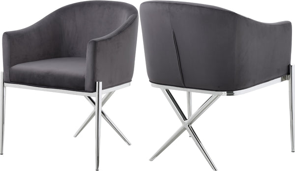 Xavier Velvet / Engineered Wood / Steel / Foam Contemporary Grey Velvet Dining Chair - 25.5" W x 24.5" D x 31.5" H