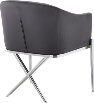 Xavier Velvet / Engineered Wood / Steel / Foam Contemporary Grey Velvet Dining Chair - 25.5" W x 24.5" D x 31.5" H