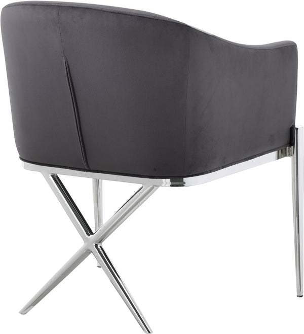 Xavier Velvet / Engineered Wood / Steel / Foam Contemporary Grey Velvet Dining Chair - 25.5" W x 24.5" D x 31.5" H
