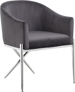 Xavier Velvet / Engineered Wood / Steel / Foam Contemporary Grey Velvet Dining Chair - 25.5" W x 24.5" D x 31.5" H