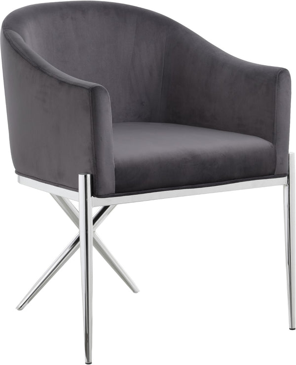 Xavier Velvet / Engineered Wood / Steel / Foam Contemporary Grey Velvet Dining Chair - 25.5" W x 24.5" D x 31.5" H