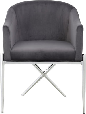 Xavier Velvet / Engineered Wood / Steel / Foam Contemporary Grey Velvet Dining Chair - 25.5" W x 24.5" D x 31.5" H