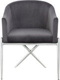 Xavier Velvet / Engineered Wood / Steel / Foam Contemporary Grey Velvet Dining Chair - 25.5" W x 24.5" D x 31.5" H