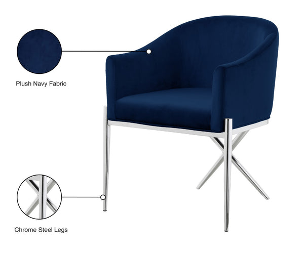 Xavier Velvet / Engineered Wood / Steel / Foam Contemporary Navy Velvet Dining Chair - 25.5" W x 24.5" D x 31.5" H
