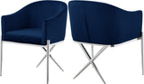 Xavier Velvet / Engineered Wood / Steel / Foam Contemporary Navy Velvet Dining Chair - 25.5" W x 24.5" D x 31.5" H