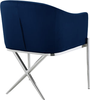 Xavier Velvet / Engineered Wood / Steel / Foam Contemporary Navy Velvet Dining Chair - 25.5" W x 24.5" D x 31.5" H