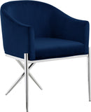 Xavier Velvet / Engineered Wood / Steel / Foam Contemporary Navy Velvet Dining Chair - 25.5" W x 24.5" D x 31.5" H