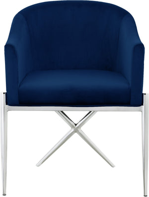 Xavier Velvet / Engineered Wood / Steel / Foam Contemporary Navy Velvet Dining Chair - 25.5" W x 24.5" D x 31.5" H