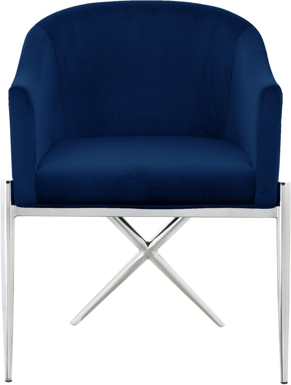 Xavier Velvet / Engineered Wood / Steel / Foam Contemporary Navy Velvet Dining Chair - 25.5" W x 24.5" D x 31.5" H