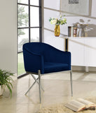 Xavier Velvet / Engineered Wood / Steel / Foam Contemporary Navy Velvet Dining Chair - 25.5" W x 24.5" D x 31.5" H