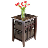 Winsome Wood Zoey Side Table Faux Marble Top with 2 Baskets 76320-WINSOMEWOOD