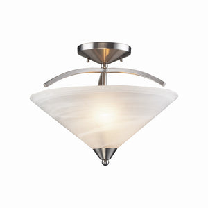 Elysburg 16'' Wide 2-Light Semi Flush Mount - Satin Nickel