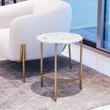 Zuo Modern Haru Agate, MDF, Iron Glam Commercial Grade Side Table White, Gold Agate, MDF, Iron