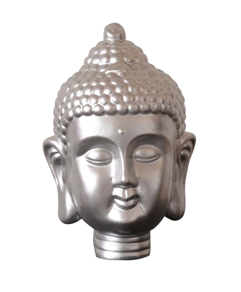 VIG Furniture Modrest Modern Silver Buddha Head Sculpture VGTHSZ-0777-SLVR
