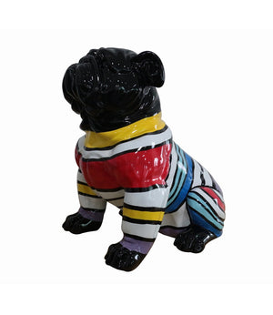 VIG Furniture Modrest Modern Black & Colorful Sweater Pug Sculpture VGTHCH-0030