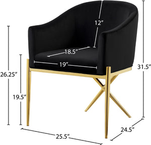 Xavier Velvet / Engineered Wood / Steel Contemporary Black Velvet Dining Chair - 25.5" W x 24.5" D x 31.5" H