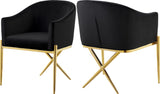 Xavier Velvet / Engineered Wood / Steel Contemporary Black Velvet Dining Chair - 25.5" W x 24.5" D x 31.5" H