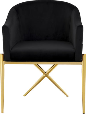 Xavier Velvet / Engineered Wood / Steel Contemporary Black Velvet Dining Chair - 25.5" W x 24.5" D x 31.5" H