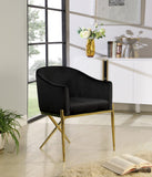 Xavier Velvet / Engineered Wood / Steel Contemporary Black Velvet Dining Chair - 25.5" W x 24.5" D x 31.5" H