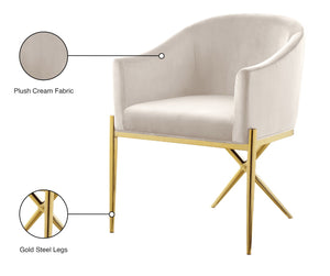 Xavier Velvet / Engineered Wood / Steel Contemporary Cream Velvet Dining Chair - 25.5" W x 24.5" D x 31.5" H