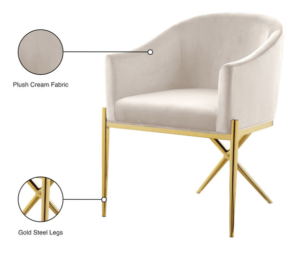 Xavier Velvet / Engineered Wood / Steel Contemporary Cream Velvet Dining Chair - 25.5" W x 24.5" D x 31.5" H