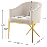 Xavier Velvet / Engineered Wood / Steel Contemporary Cream Velvet Dining Chair - 25.5" W x 24.5" D x 31.5" H