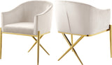 Xavier Velvet / Engineered Wood / Steel Contemporary Cream Velvet Dining Chair - 25.5" W x 24.5" D x 31.5" H