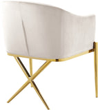 Xavier Velvet / Engineered Wood / Steel Contemporary Cream Velvet Dining Chair - 25.5" W x 24.5" D x 31.5" H