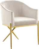 Xavier Velvet / Engineered Wood / Steel Contemporary Cream Velvet Dining Chair - 25.5" W x 24.5" D x 31.5" H